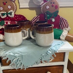 Rustic Brown and White Ceramic Mugs